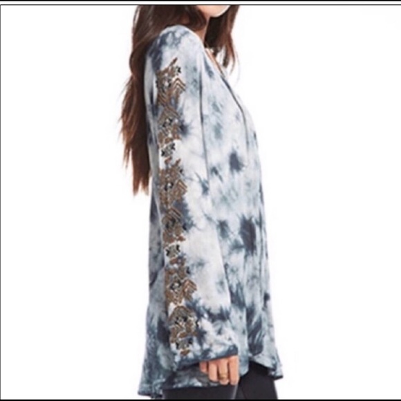 CHASER Tie Dye Kimono Open Cadigan Duster Beaded Sleeves BOHO Small - Picture 5 of 12